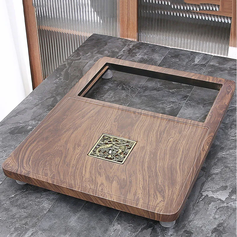 Kitchen Office Tea Tray Wooden Plate Pot Accessories Rustic Vintage Magnetic Tea Tray Coasters Storage Bandeja Madera Teaware