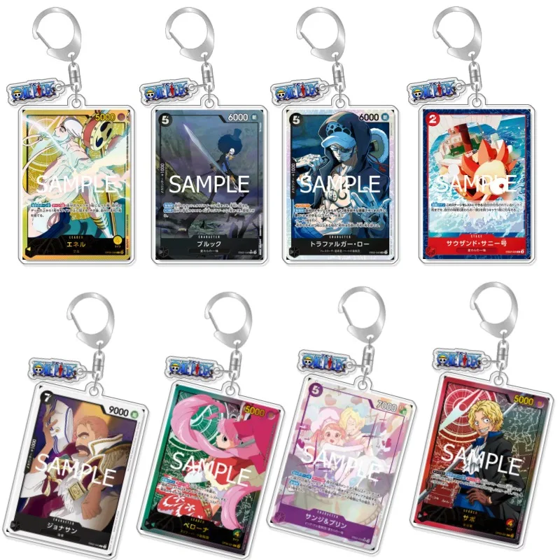 Llavero de acrílico reciclado con tarjeta OP OPTCG de Vinsmoke Reiju, Sanji y Brook, colgante para mochila, regalo para fans de anime y videojuegos, decoración, juguete de tarjeta rara