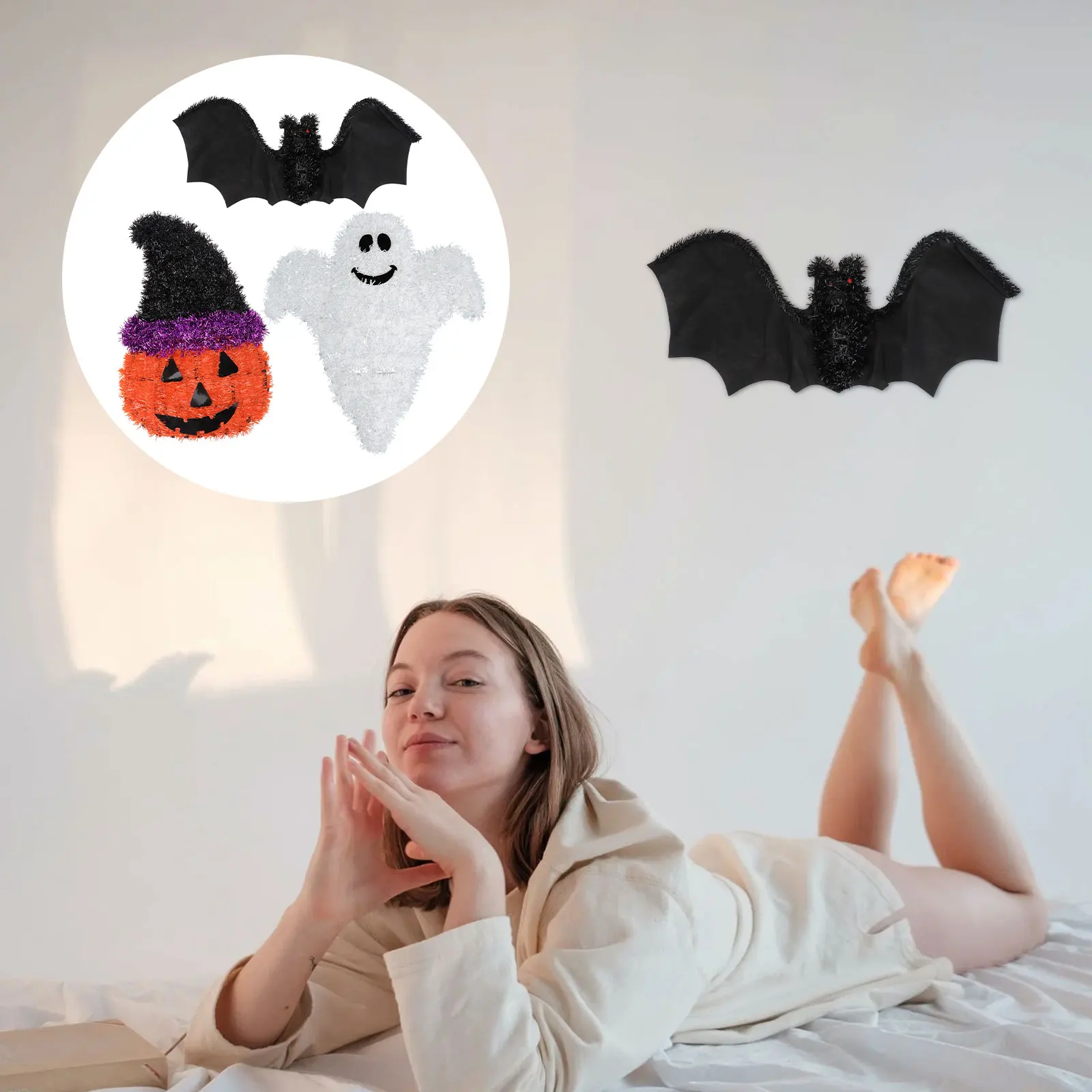 

3pcs Door Hanging Decorations Halloween Ghost Bat Pumpkin Pendant Party Supplies Home Window Hanging Decors Festive Door