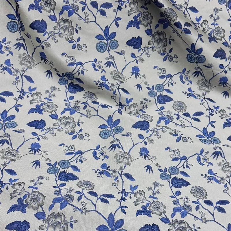 

Blue Jacquard Fabric Designer Handmade Sewing DIY Home Craft Material Classical Mixed Color Spring Autumn Suit Dress Cheongsam