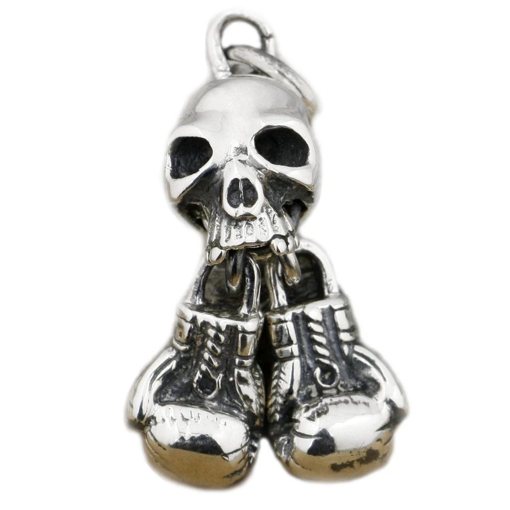 

925 Sterling Silver Boxing Gloves Skeleton Skull Pendant 9E004