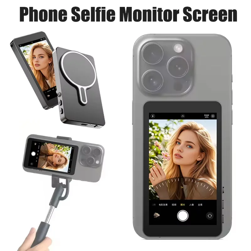 

Magnetic Wireless Selfie Monitor Screen Phone Rear Camera Smart WiFi Bluetooth Selfie Display Projector for Vlog Live Streaming