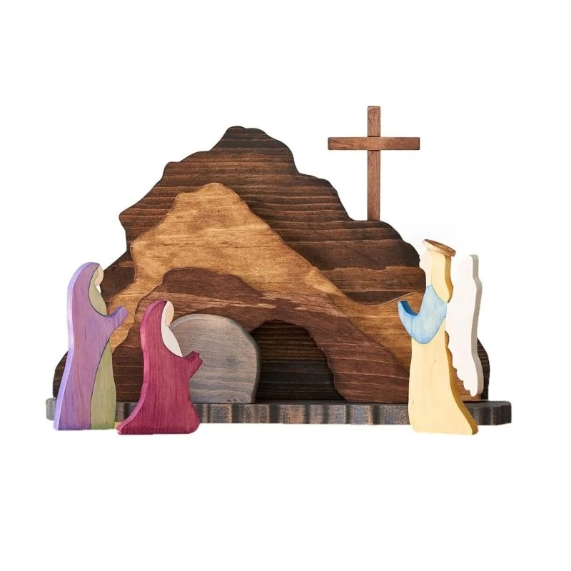 Handcrafts Wooden Easters Nativity Scene Figurines Set Decors for Home Tabletop Christian Celebration Display Ornaments top sale
