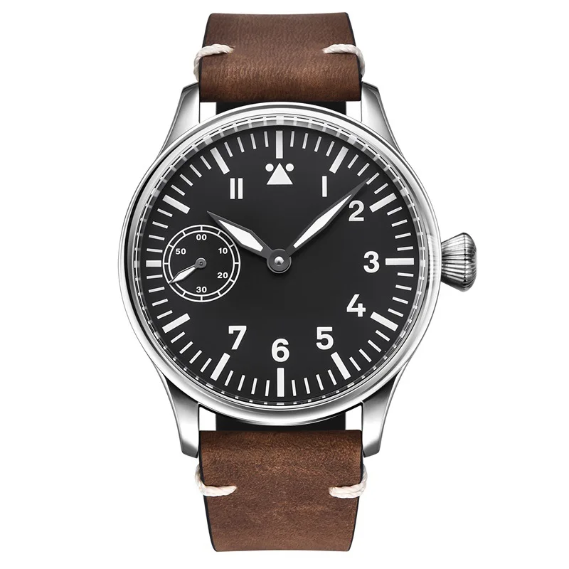 Orologio Pilot Orologio da uomo con quadrante grande rotondo Orologio meccanico da uomo con cintura in acciaio luminoso impermeabile