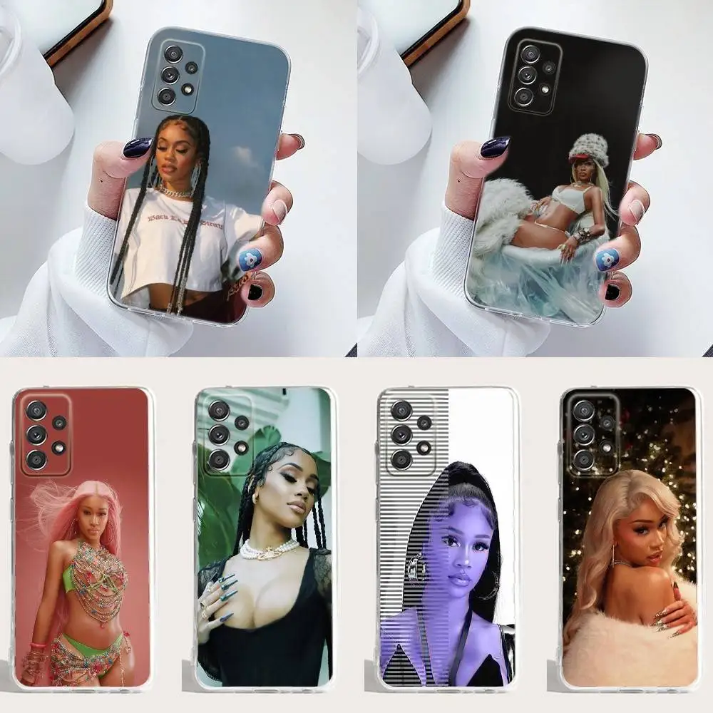 

Boffum S-SAWEETIE Phone Case Silicone For Samsung S30,23,21,22,20 FE lite,S10,9,PIus Note20ultra Soft Transparent