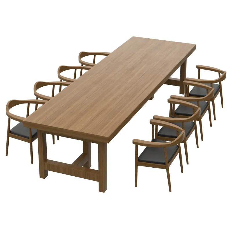 

Solid wood conference table, simple modern long desk, multi-person computer table, large negotiation table and chair c
