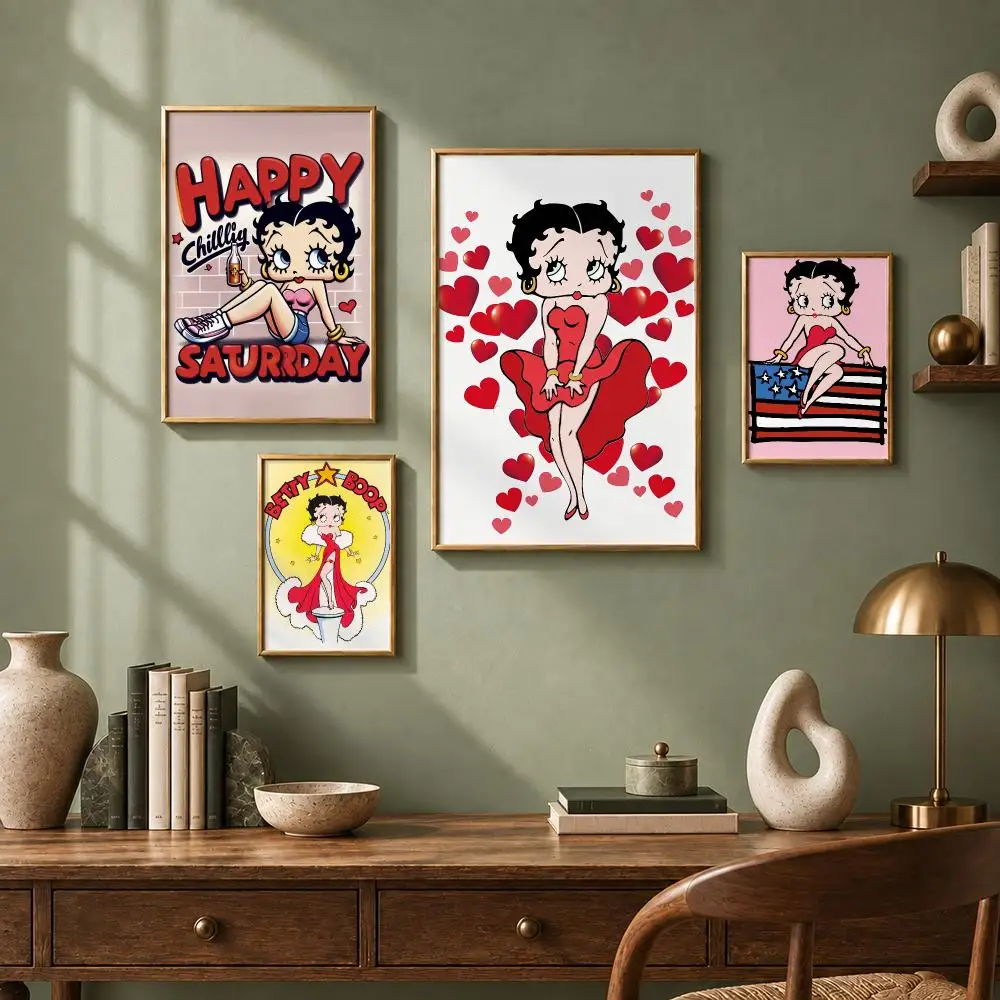 Vintage Character B-Betty BoopS Poster HD Self-Adhesive No Residue After Removal Ideal for All Kinds of Wall Decor