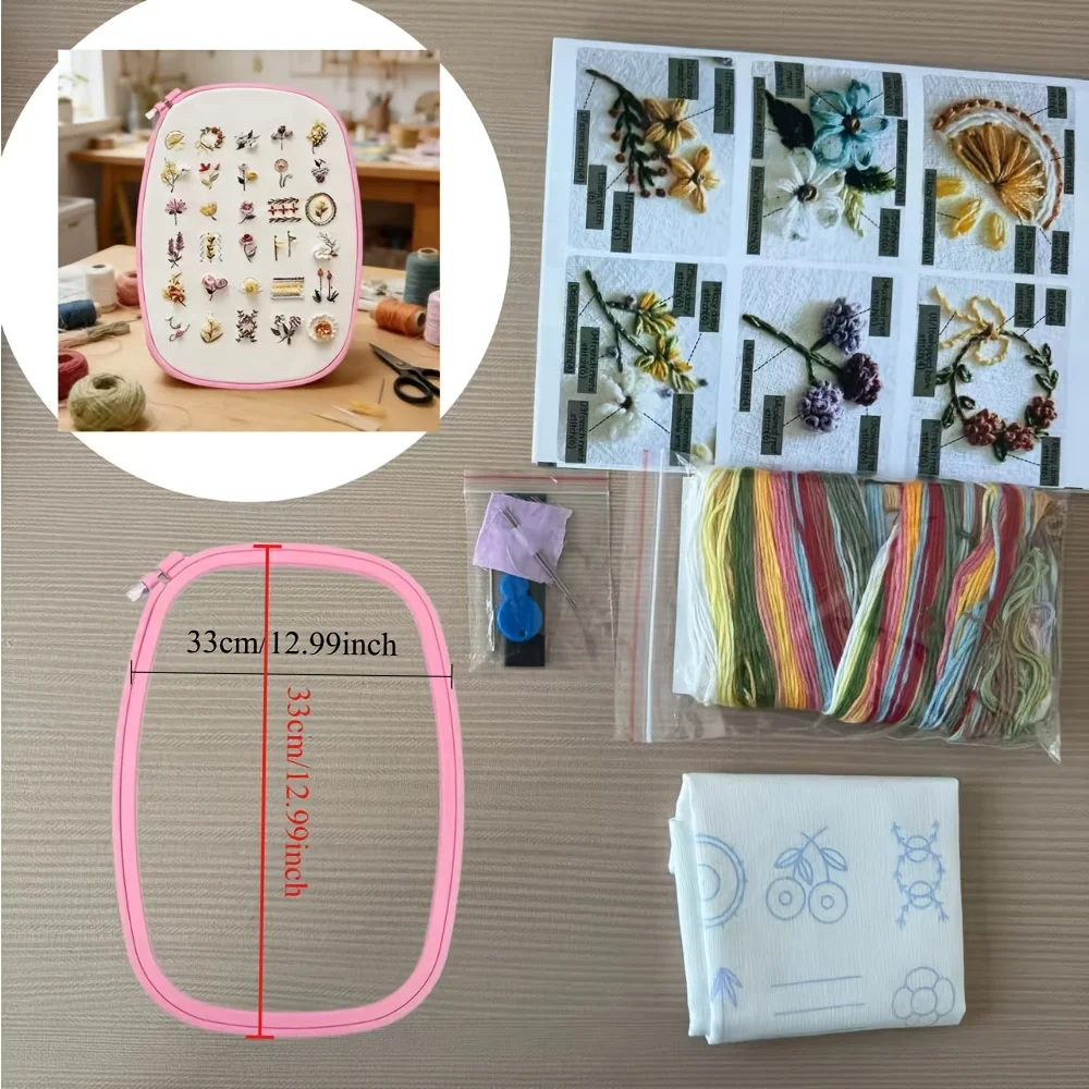 30 Durable Mini Flowers for Beginners' DIY Embroidery Kit, Includes Complete Video Tutorial, 3D Flower Embroidery, Perfect for H