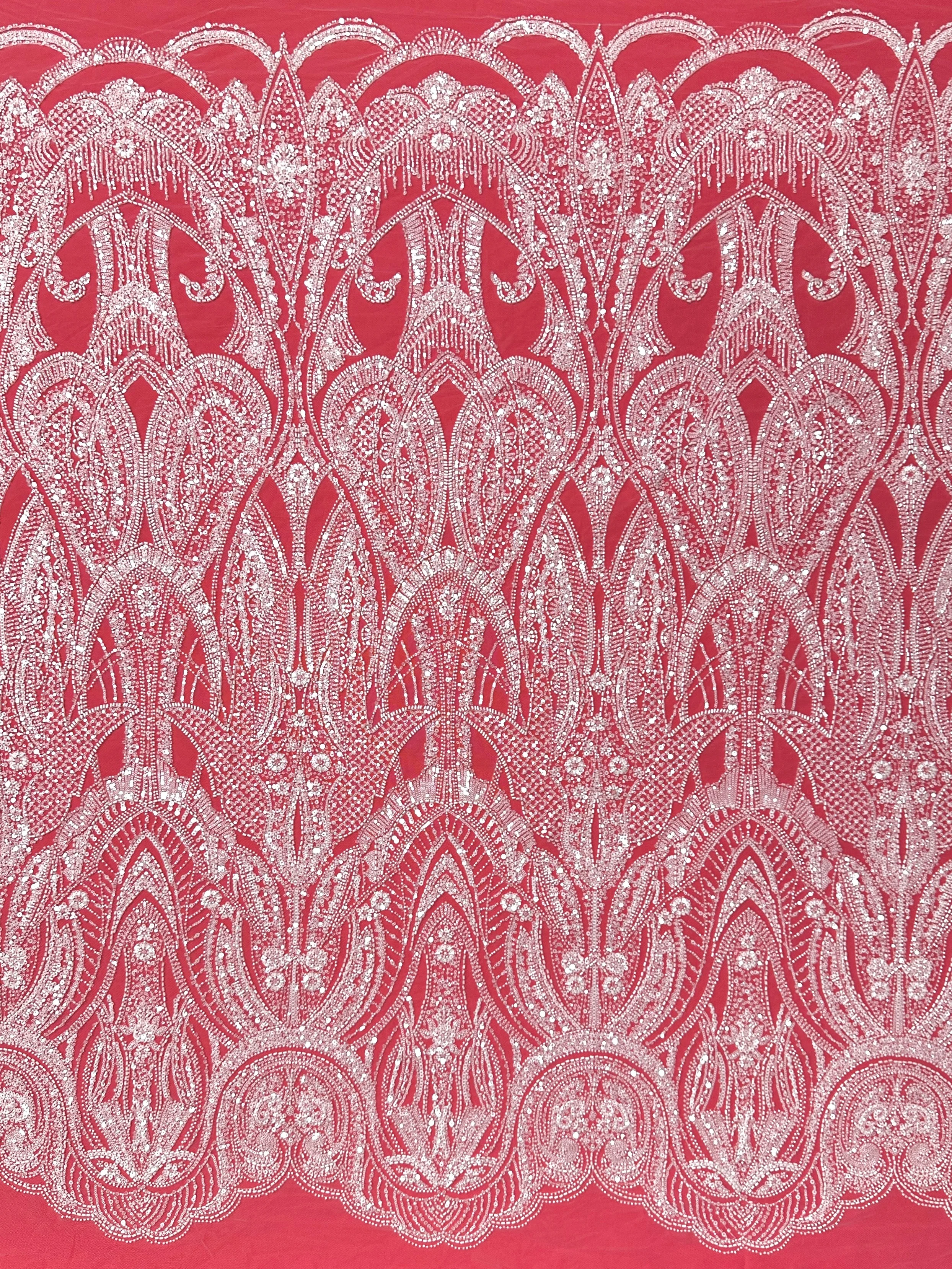 Abito da sposa di fascia alta di colore bianco pizzo pesante fatto a mano con perline paillettes tessuto tulle francese nigeriano per abito da sposa