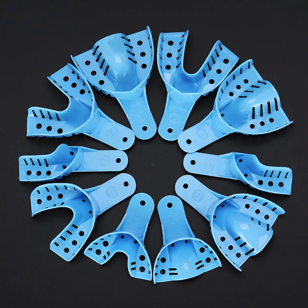 

10pcs Light Blue Dental Impression Trays Autoclavable Dental Central Dental