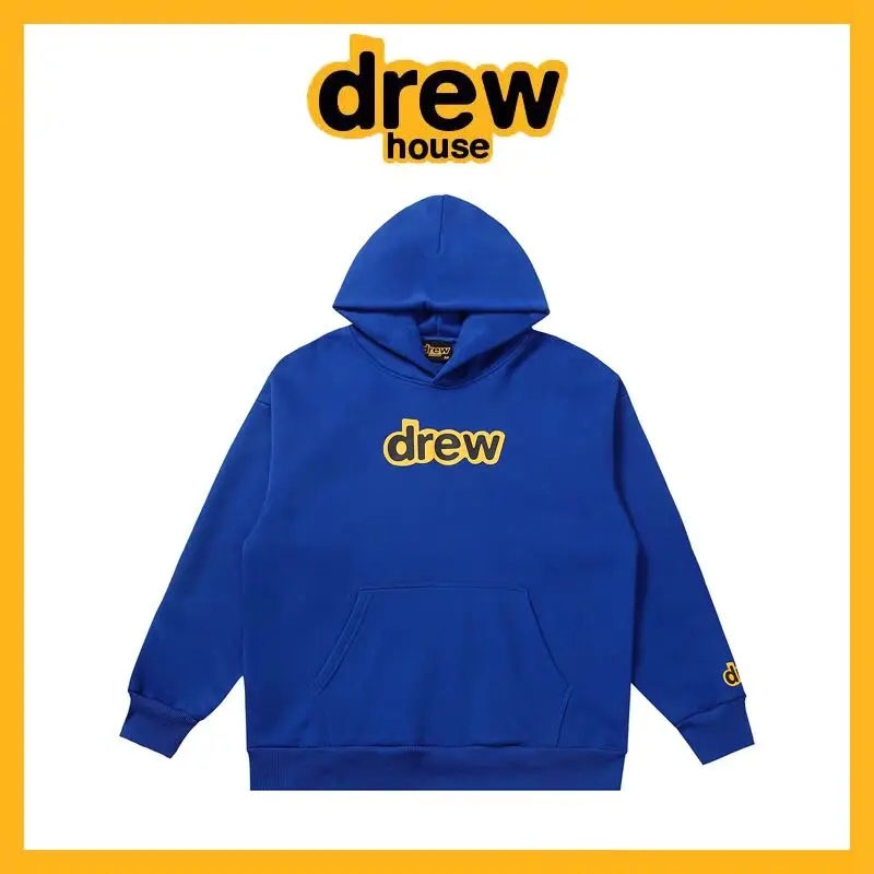 Drew House ผู้ชายและผู้หญิงฤดูใบไม้ผลิฤดูใบไม้ร่วงและฤดูหนาวเสื้อกันหนาวเสื้อ Street ผ้าฝ้ายฤดูหนาวรอบ Nec เสื้อความร้อน