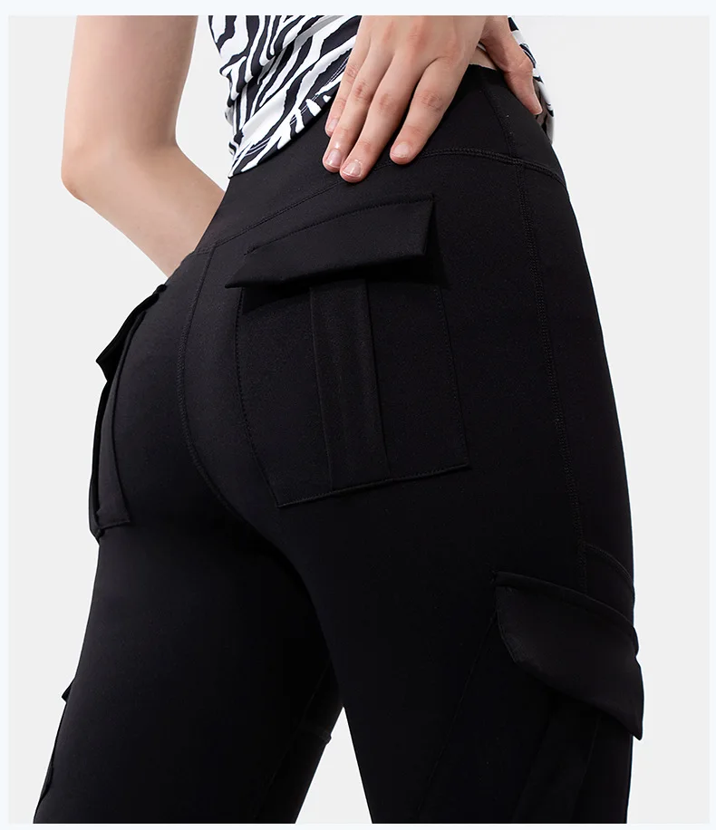 Women\'s New High Waist Tight High Elastic Exercise Buttock Lifting Cargo Speaker Yoga Pant