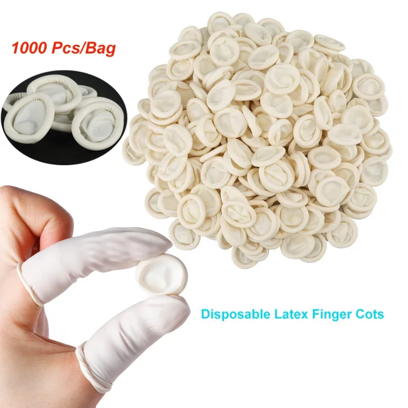 100Pcs Disposable Protective Fingertips Gloves Natural Rubber Non-slip Anti-static Latex Finger Cots Fingertips Durable Tool