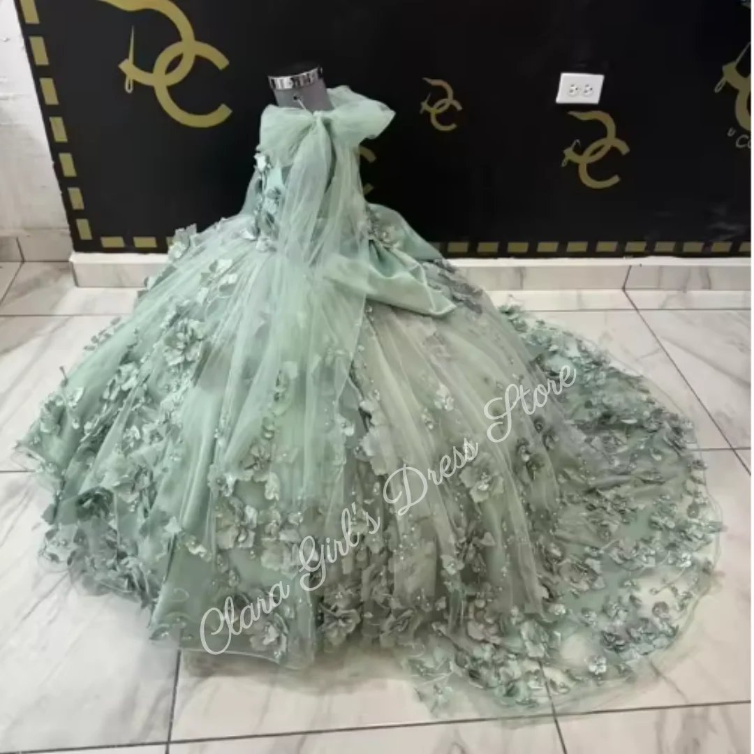 

Светло-зеленое вечернее платье принцессы на заказ для девочек с кружевной отделкой и аппликацией, детское платье на свадьбу, день рождения и вечеринку