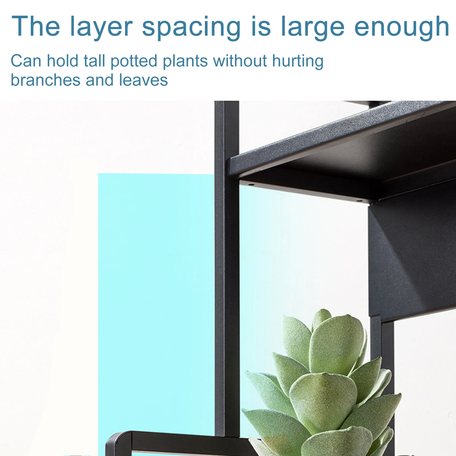 Flower Stand Pots Tray Shelf Simple And Modern Stepped Plant Shelves 40cm Black Beautiful Iron Multi-layer Storage Space