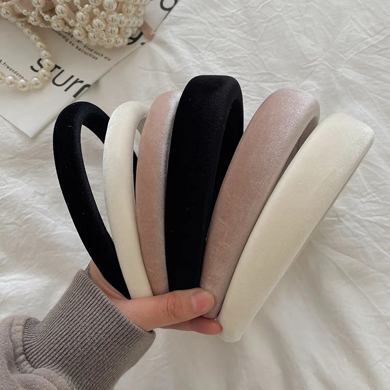 Simple Korean Style Velvet high skull top hair band High Sense Sponge Face Wash Hair hoop Wide Brim Hair Pressing Headdress