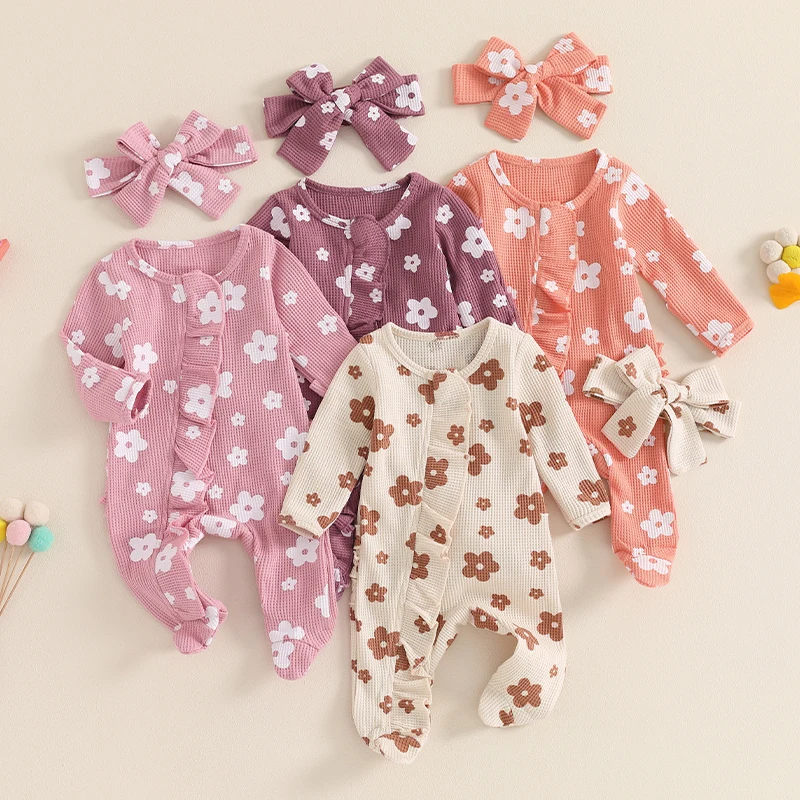 Newborn Baby Girl Romper Floral - Fashion Baby Girls Romper Cotton Long