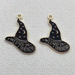 10pcs/pack Halloween witch hat Enamel Charms Craft Metal Earring Charms Keychain DIY Jewelry Making Zinc Alloy