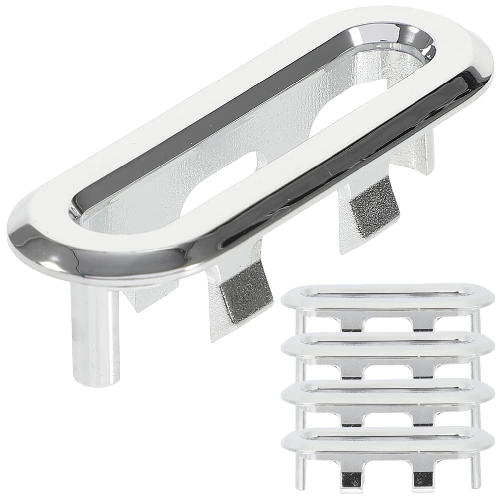

5pcs Overflow Hole Cover Sink Basin Cap Bathroom Oval ABS Material Durable Plastic Smooth Surface Replacement Cover