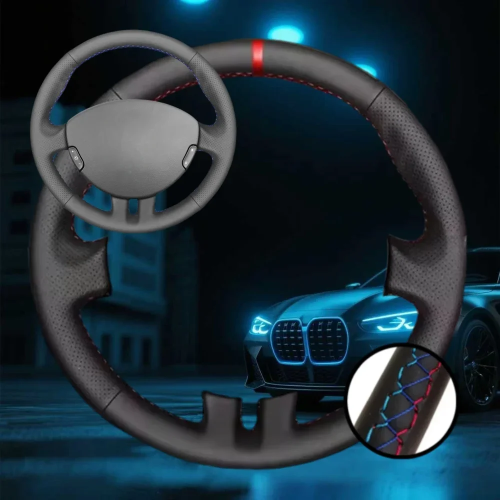 Capa trançada personalizada para volante de carro, para renault clio 3 rs 2005-2009 2010-2013, acessórios de carro, envoltório de direção costurado à mão