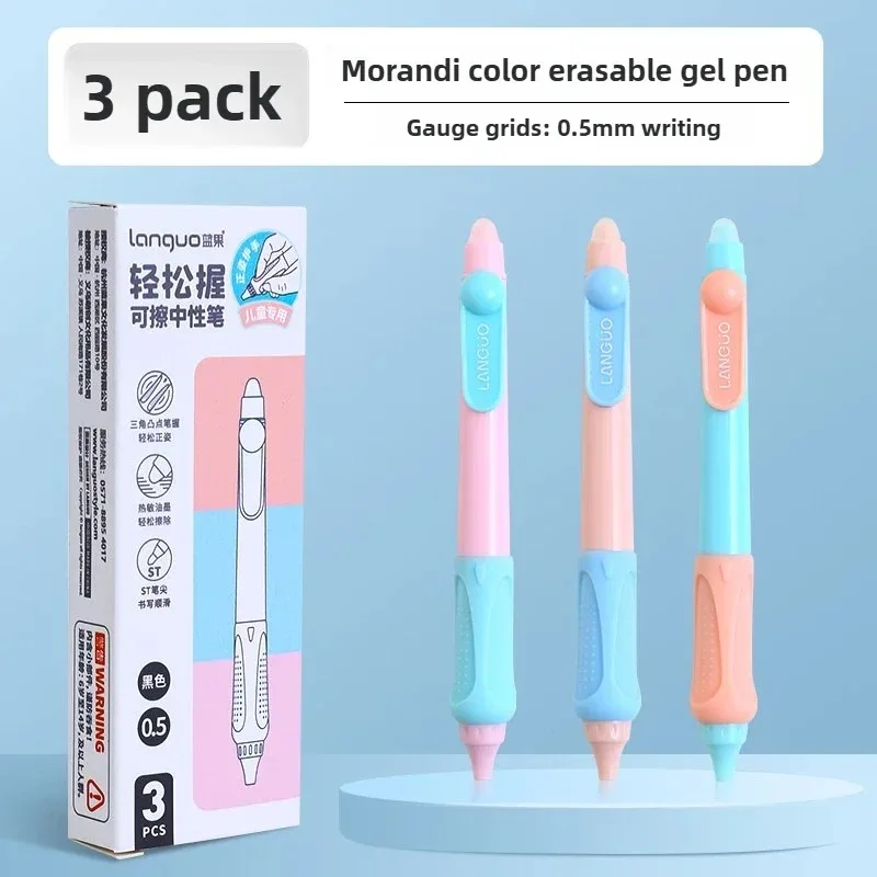 

3Pcs/Set Erasable Gel Pens Kawaii 0.5mm Blue/Black Ink Quick Drying ST Tip Proper Pen for Student Stationery Supplies