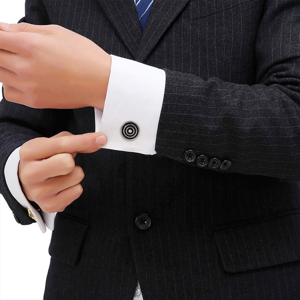 Persönlichkeit Formal Schwarz Blau Herren Dartscheibe Manschettenknöpfe Runde Schild Ärmel Knopf Für Hemd Anzug Smoking Bluse – Detail 3