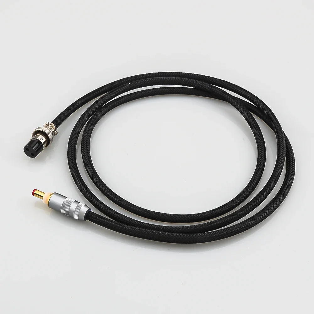 

New HI-End GX16-2 Pin to 5.5*2.1mm 2.5mm Pure Solid Silver DC Cable Phono amplifier cable AC/DC Linear power supply cable