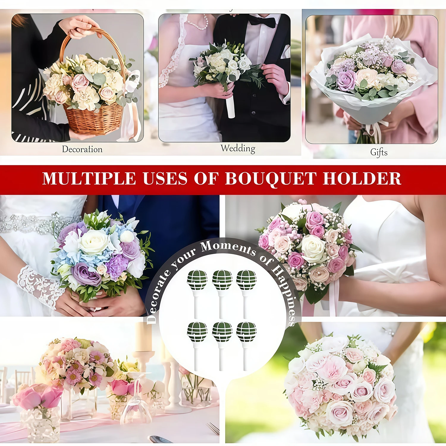 حامل زهور أنيق محمول باليد، مناسب لخطوبة الزفاف وعيد الحب وعيد الأم وحفلات أعياد الميلاد