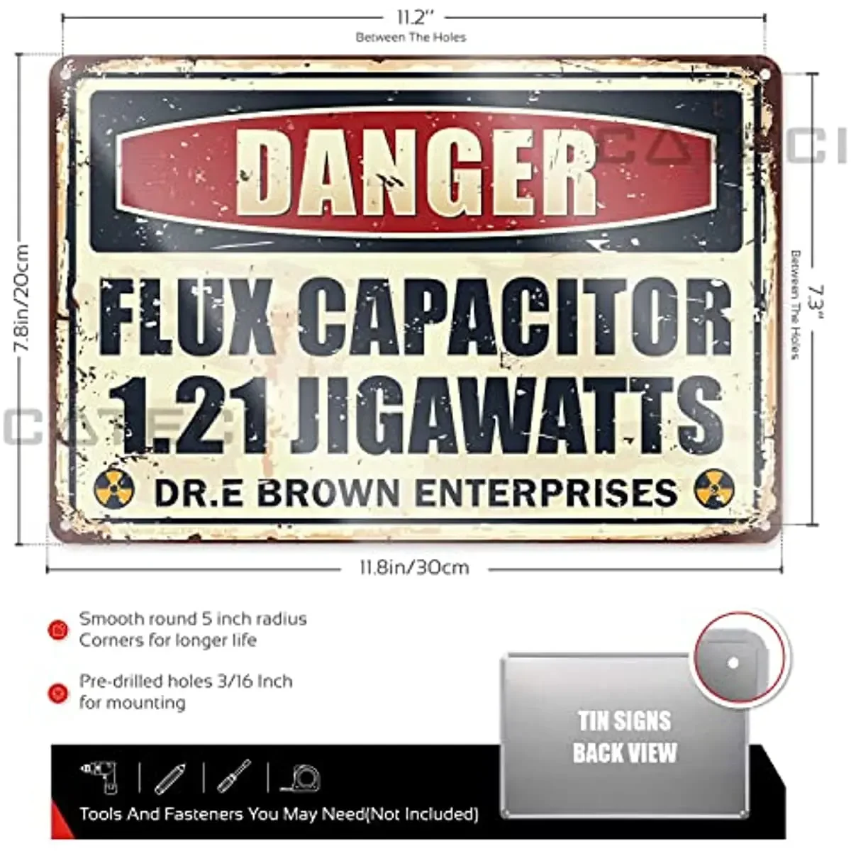 Doc Brown Back to The Future Flux Capacitor Jigawatt Tin Sign ديكور المنزل علامة معدنية لوحة ديكور المرآب #2