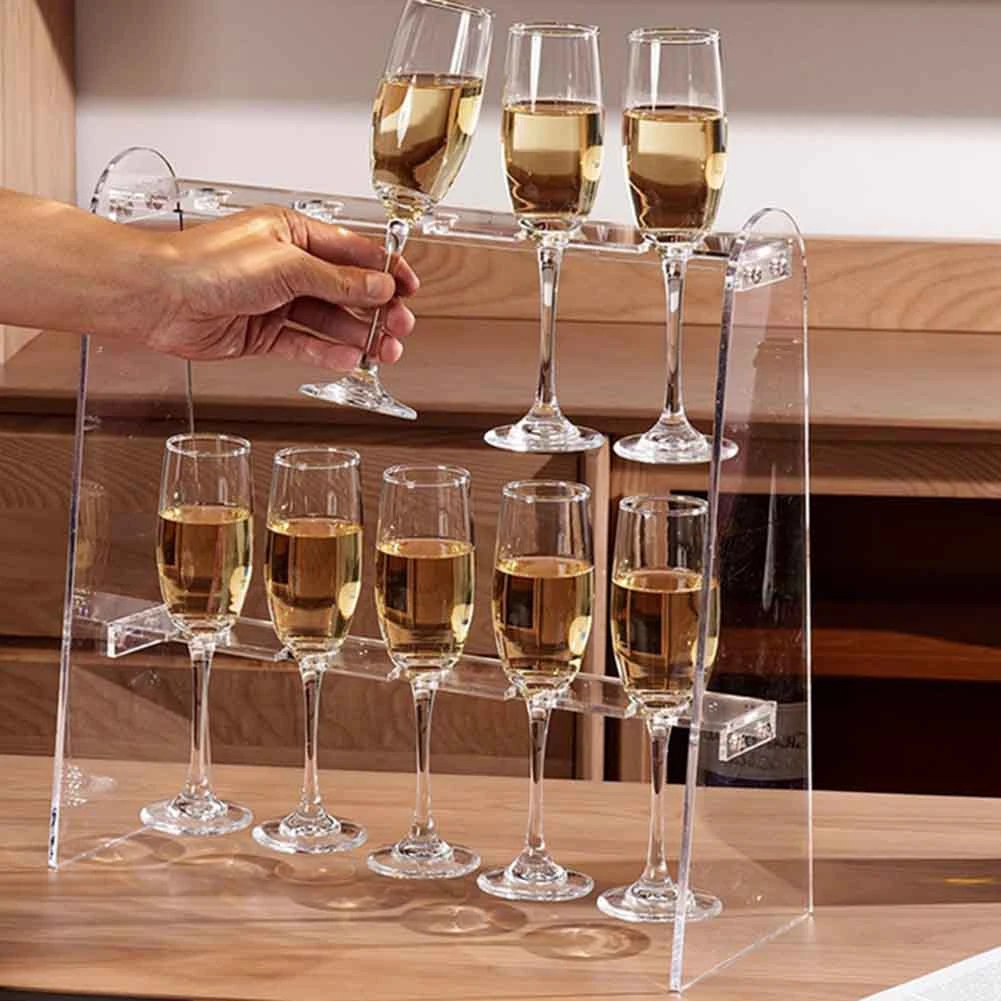 

High Quality 2 Layer Wedding Celebration-Party Champagne Storage Shelf Wine Drinks Stand Holder Drinking Cup Sparkling Wine Rack