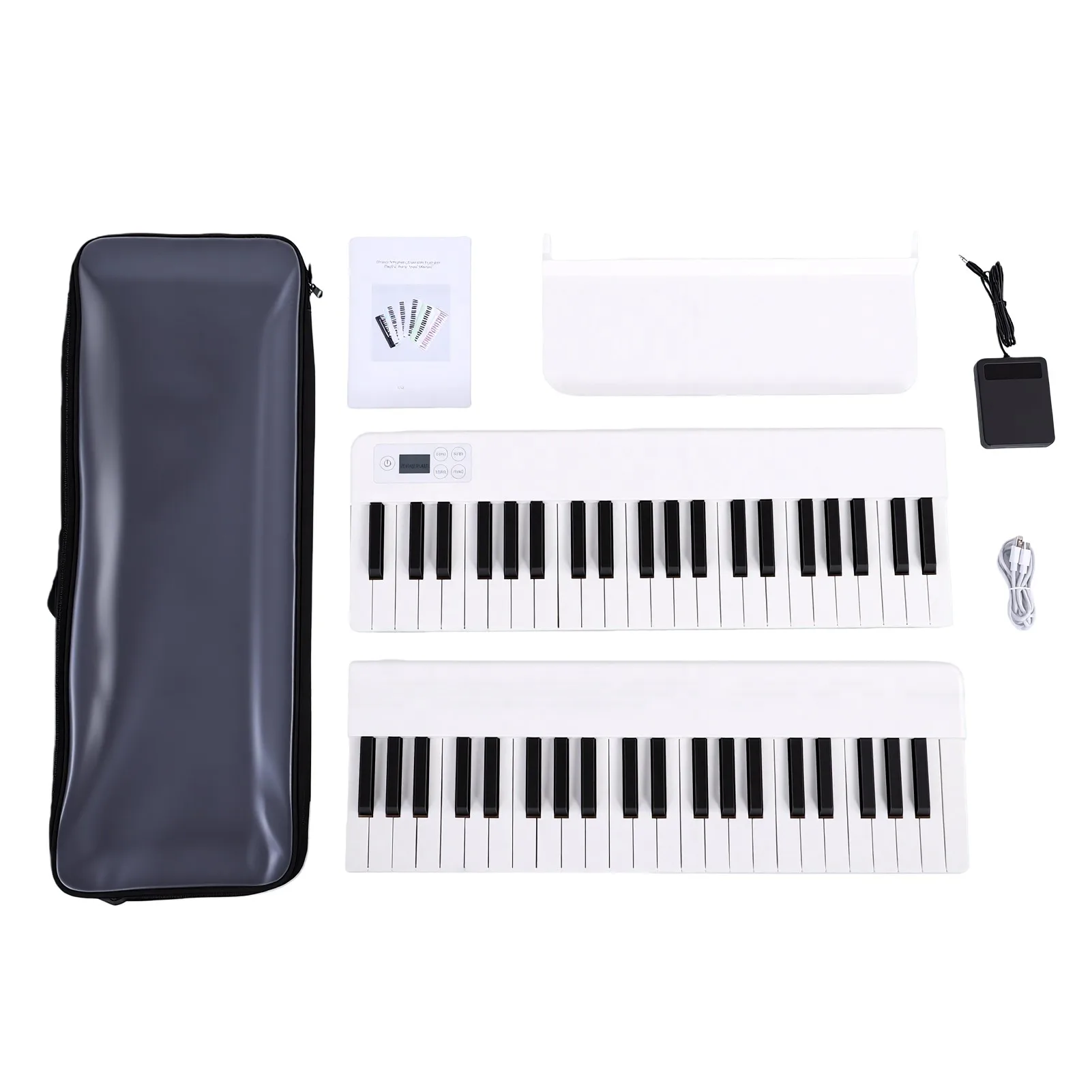 88-Key Magnetic Foldable Electronic Piano with Rainbow Light-Up Keys Portable Keyboard with Sustain Pedal 128 Tones 100 Rhythms