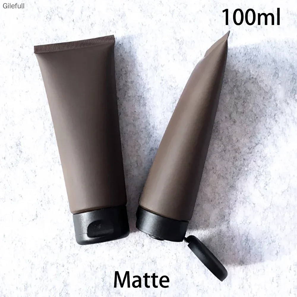 10pc 100ml Matte Brown Plastic Squeeze Bottle Empty 100g Cosmetic Soft Tube Facial Cream Packaging Container Frost Free Shipping