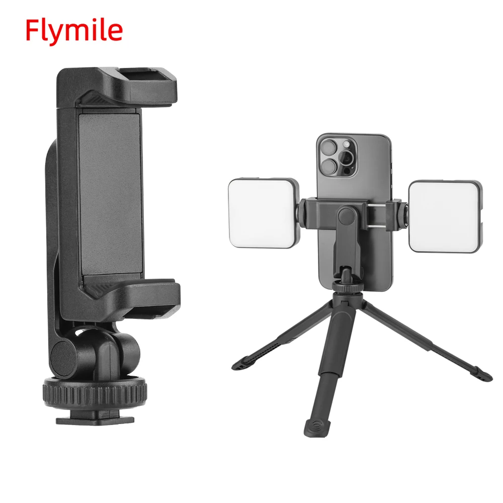 Flymile 360 Degrees Rotatable Phone Mount Stretchable Holder With Cold Shoe for Smartphone Multi-directional Selfie Video Live