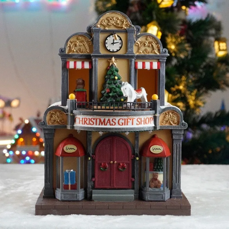 هدايا العيد الكرتون متوهجة القباني زخرفة هدية متجر منزل الحرف نافذة زخرفة #3