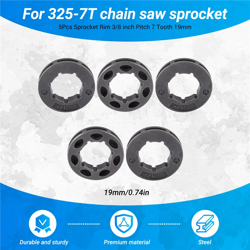 ABRW-5Pcs ضرس حافة 3/8 بوصة الملعب 7 الأسنان 19 مللي متر ل Stihl MS360 MS310 154 254 50 51 55 بالمنشار 18720 استبدال P