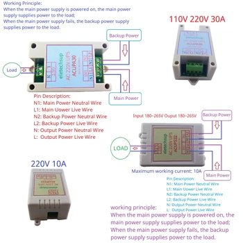 10/30A AC 110V 120 220V UPS modülü 50 60HZ otomatik anahtarlama yedek güç kaynağı kurulu elektrik kesintisi otomatik Transfer anahtarı