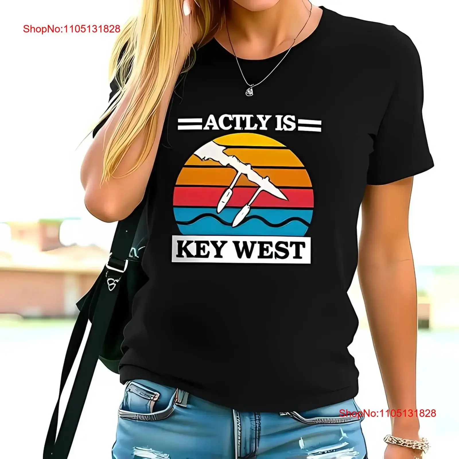 

Retro Key West Kayaking T Shirt for Women Sunset Design Casual All cotton vintage Washed Slightly Stylish designer clothes