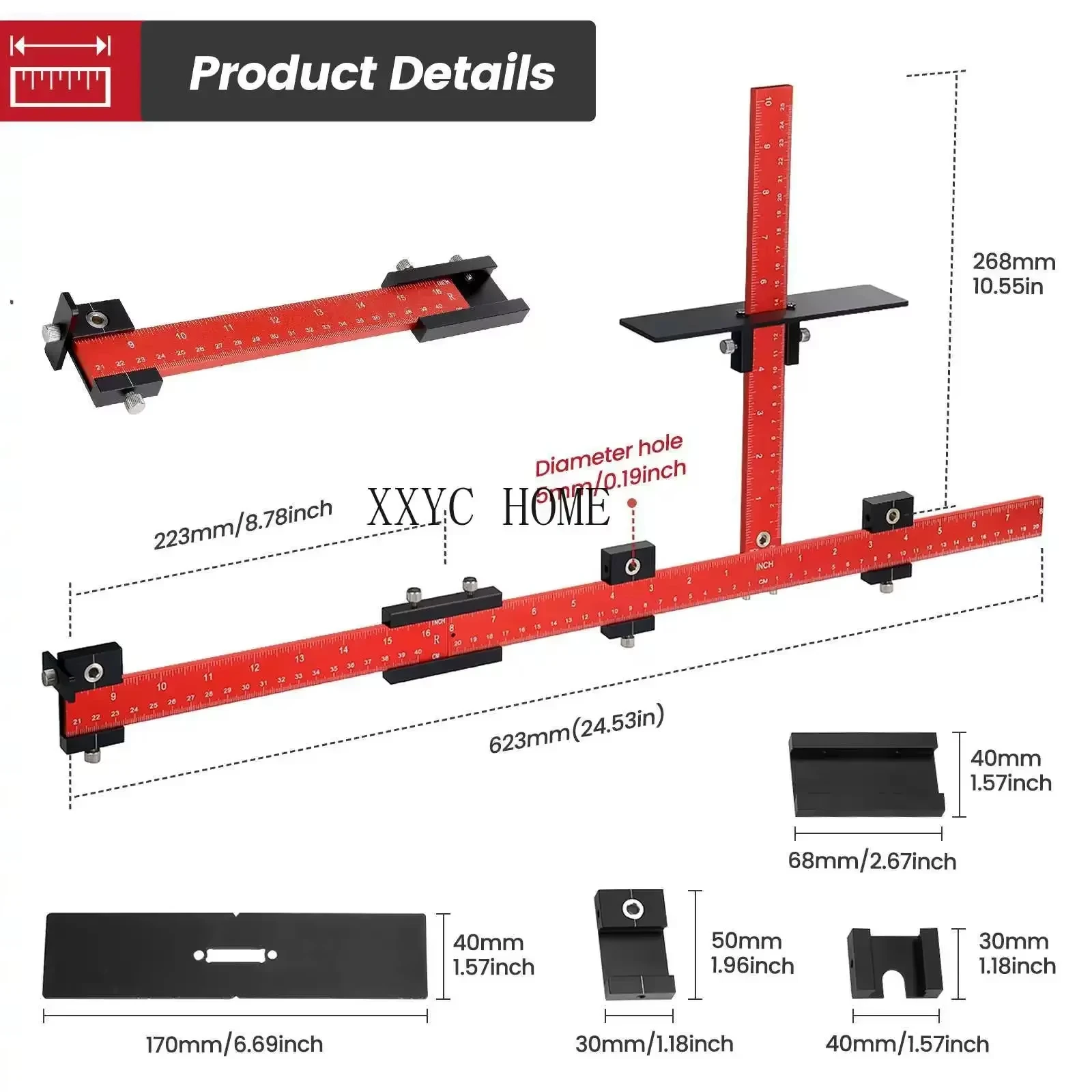 Cabinet Hardware Jig for Handles Adjustable Template with Convenient Precise Installation for Door Drawer Knobs