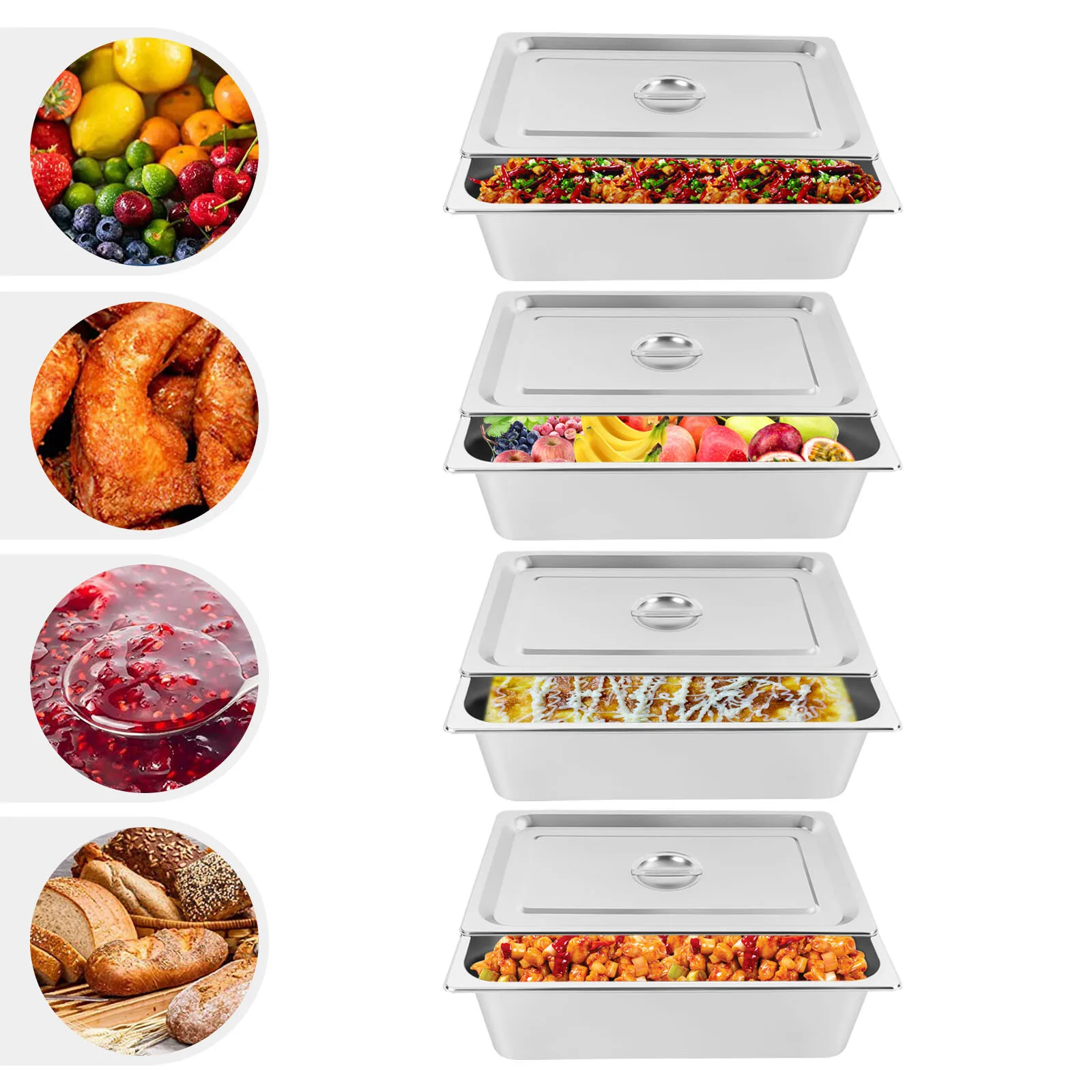 

Durable Steam Table Pans, Silver Finish, Large Capacity, Excellent Heat Conductivity for Commercial Use