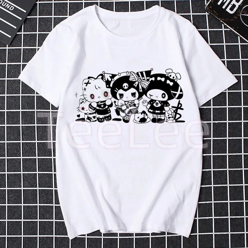 Kuromi Tshirt Women Print My Melody Tee Harajuku Japan Manga Streetwear Unisex T-shirt Camisetas Punk Girl t-shirts for women