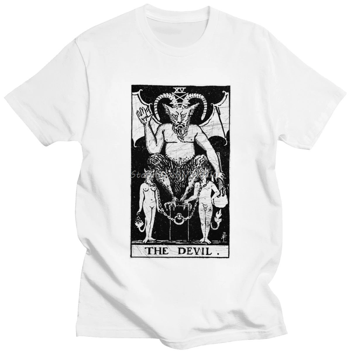 Novelty The Baphomet Devil Tarot Card T Shirt Men Cotton Major Arcana Fortune Telling Occult T-shirt Summer Tee Top