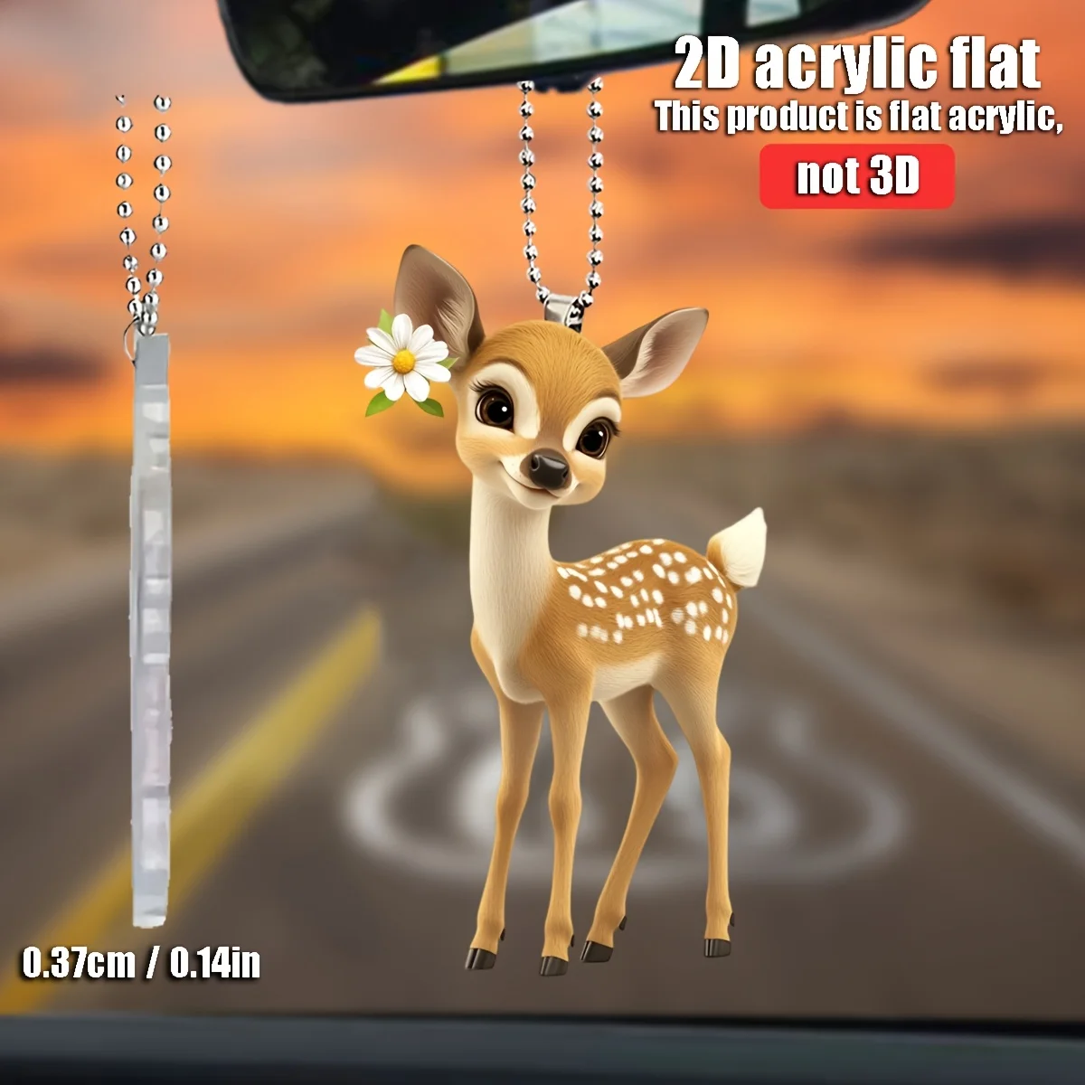 Enchanted Acrylic Deer Pendant 2D Design Antler Floral Details Car Interior Home Decor Backpack Accessories Keychains Ideal Gift