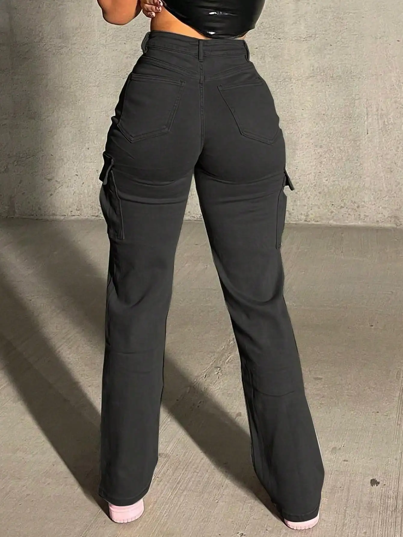 Women's High - Waist Baggy Cargo Pants, Flap Pocket, Relaxed Wide - Leg, Y2K Fashion, Xmas & New Year Warm Thermal