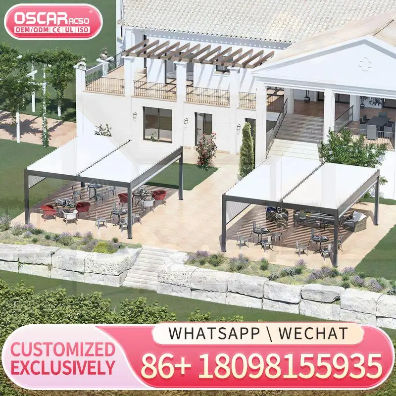 

Garden Free Standing Waterproof Motorized Louvered Roof Ultraviolet proof Custom Bioclimatic Aluminium Pergola