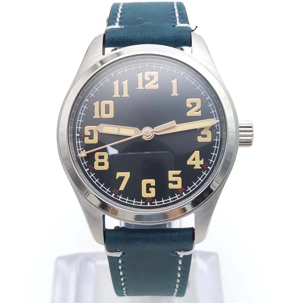 2024 New 40mm Stainless Steel Case Green Luminous Men\'s Water Resistant Mechanical Watch, Casual, Three Colours Strap