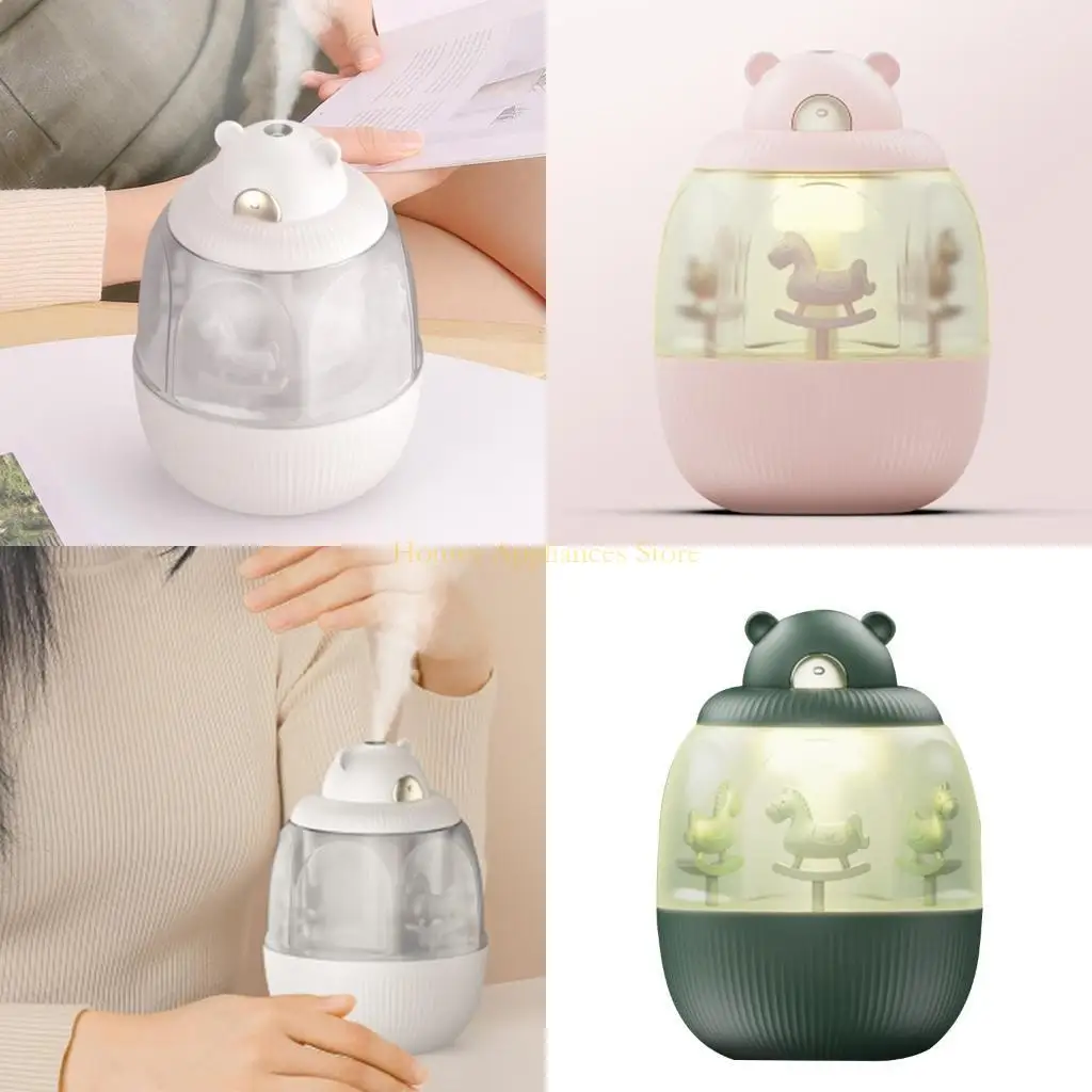 Umidificador ar d0ab com caixa música carrossel colorida led lump bedroom difusor difusor cargos carro