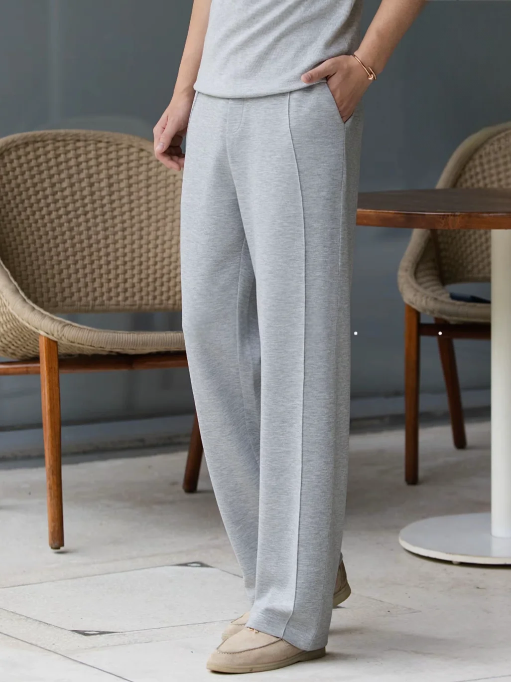 Men's Summer New Style Casual Pants Breathable Drapey Straight Leg Sweatpants Simple Match Cotton Polyester Blend Elastic Waist
