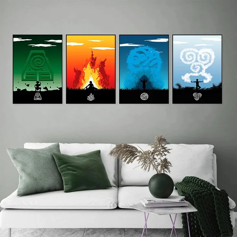 Avatar The Last Airbender Poster Retro Cartoon Anime Canvas Painting Wall Picture Art Wanted Prints Living Room Home Decor