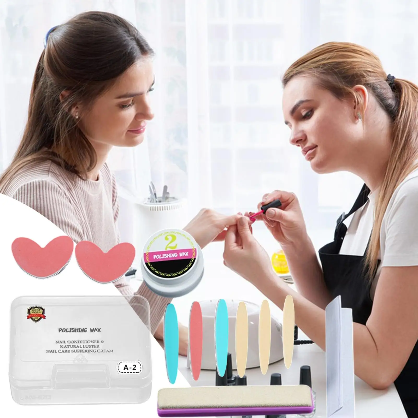 Kit tampone per unghie Kit per la cura delle unghie Set per pedicure Strumenti per la riparazione del manicure Set per unghie Lime per sabbia artistica Buffer Buffer per unghie e kit di lucentezza per le donne