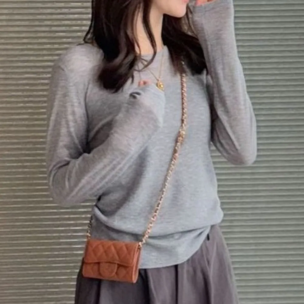 

Elegant Bottomed Knit Ropa Mujer Japanese Sweater Long Sleeve O-neck Clothes Woman Autumn New Pull Solid All-match Tops